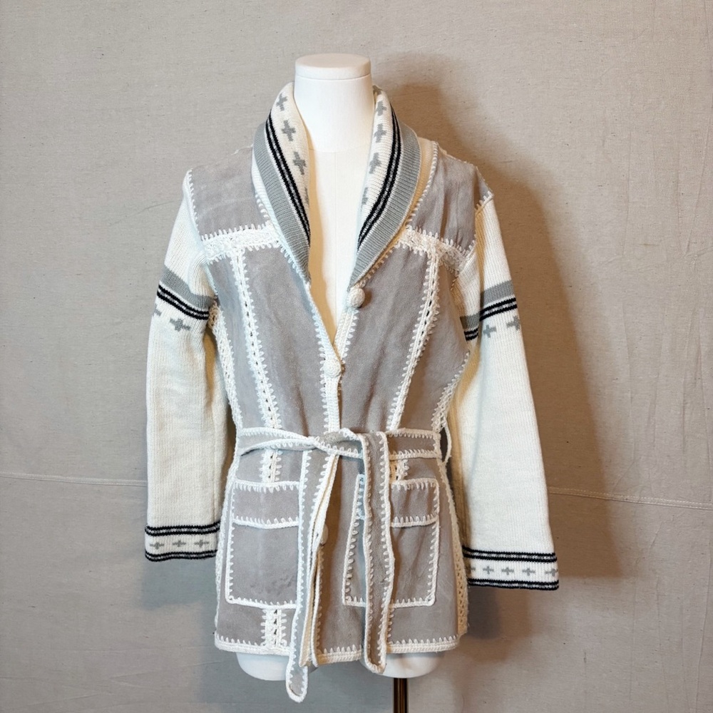 Vintage leather, crocheted jacket size small